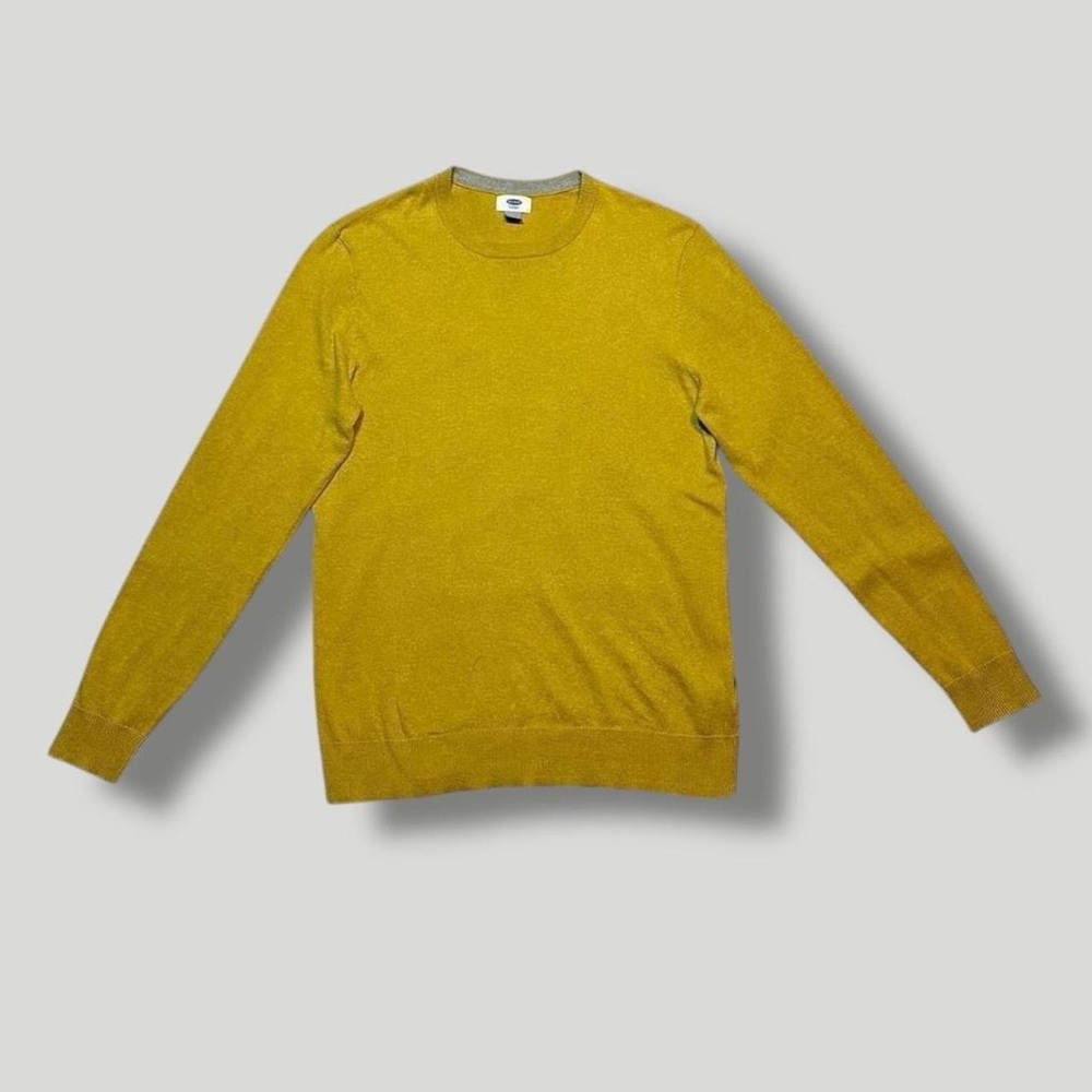Old Navy men's knit long sleeve sweater top M mustard yellow cotton blend
